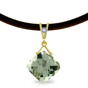 8.76 Carat 14K Solid Yellow Gold Attraction Green Amethyst Diamond Necklace