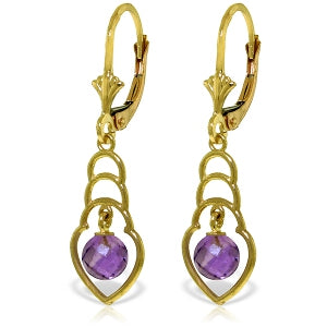 1.25 Carat 14K Solid Yellow Gold Santa Fe Amethyst Earrings