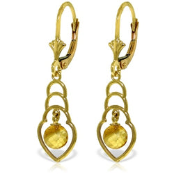 1.25 Carat 14K Solid Yellow Gold Santa Fe Citrine Earrings