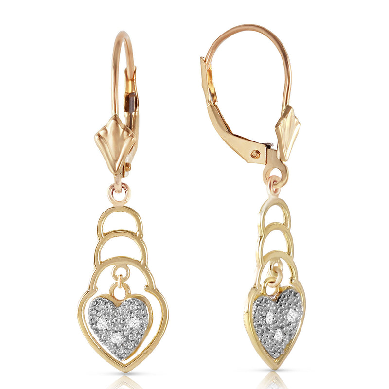 0.03 Carat 14K Solid Yellow Gold Leverback Earrings Diamond