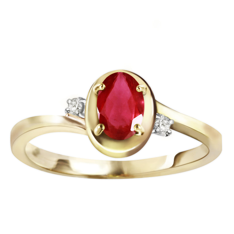 0.51 Carat 14K Solid Yellow Gold Preachings Of Love Ruby Diamond Ring