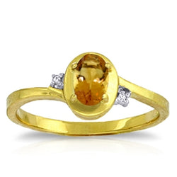 0.51 Carat 14K Solid Yellow Gold Amethystber Road Citrine Diamond Ring