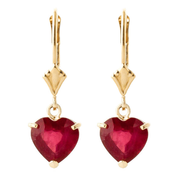 2.9 Carat 14K Solid Yellow Gold Cupid's Arrow Ruby Earrings