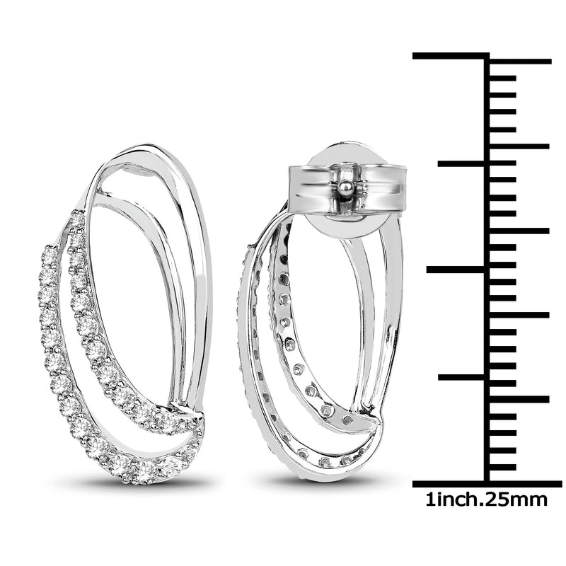 0.41 Carat Genuine White Diamond 14K White Gold Earrings (F-G Color, SI Clarity)