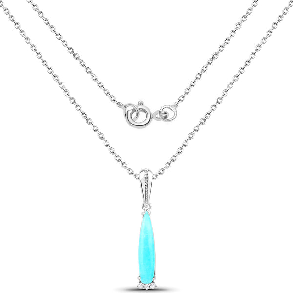 6.27 Carat Genuine Amazonite And White Topaz .925 Sterling Silver Pendant