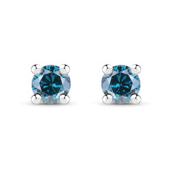 0.18 Carat Genuine Blue Diamond .925 Sterling Silver Earrings