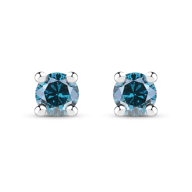 0.18 Carat Genuine Blue Diamond .925 Sterling Silver Earrings