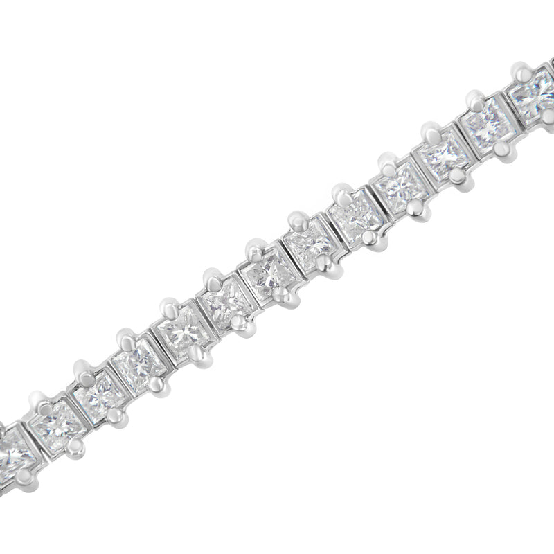 14K White Gold 5.0 Cttw Clarity Enhanced 2 Prong Set Princess-Cut Diamond Tennis Bracelet (H-I Color, I1-I2 Clarity)