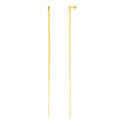 14k Yellow Gold Long Chain Post Earrings