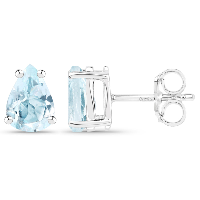 1.70 Carat Genuine Blue Topaz .925 Sterling Silver Earrings