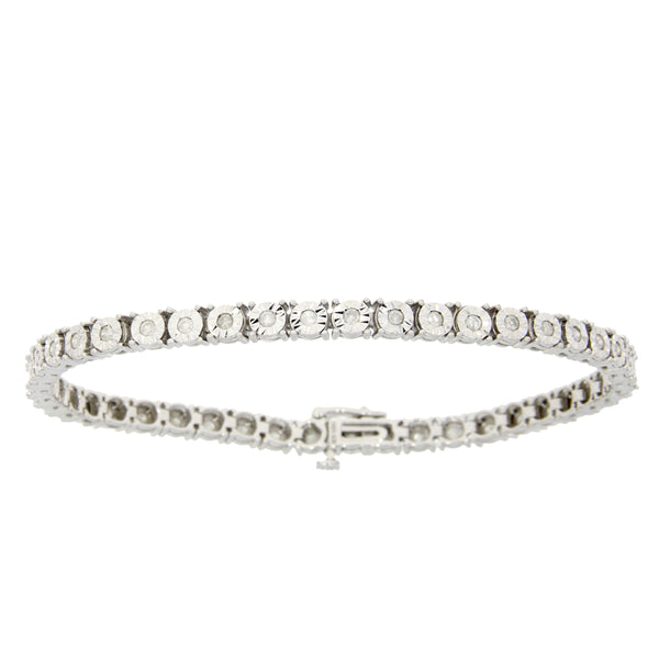 Natural 1.00ct Diamond Tennis Bracelet Sterling Silver