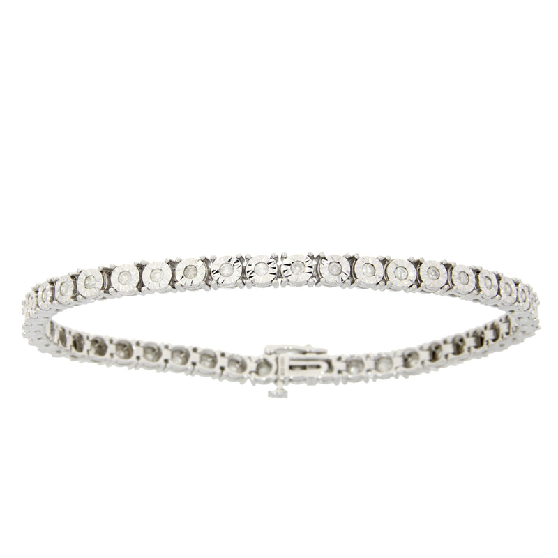 Natural 1.00ct Diamond Tennis Bracelet Sterling Silver