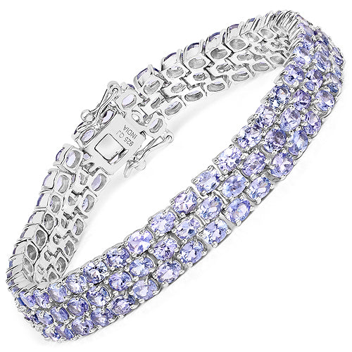 20.74 Carat Genuine Tanzanite .925 Sterling Silver Bracelet