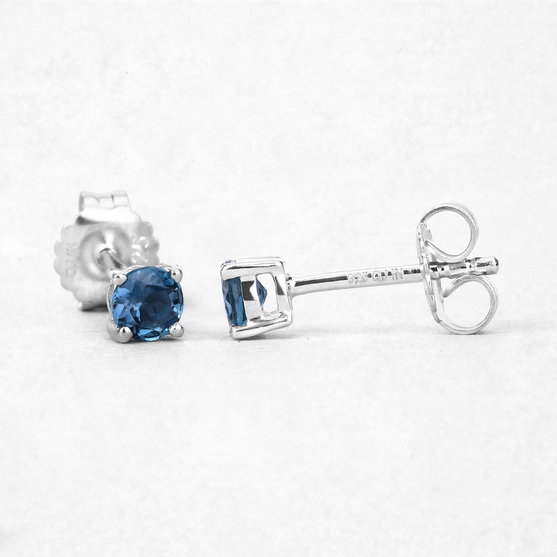 0.64 Carat Genuine London Blue Topaz .925 Sterling Silver Earrings