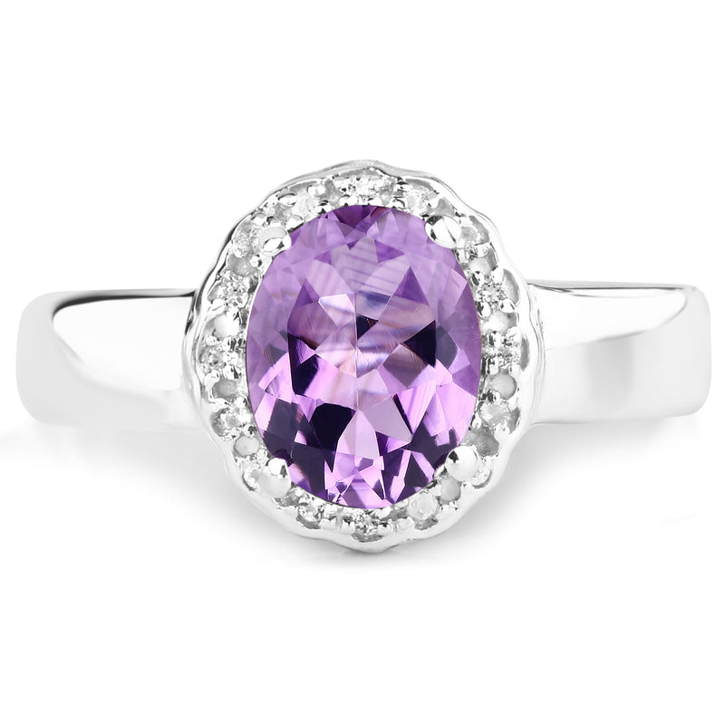 1.68 Carat Genuine  Amethyst and White Topaz .925 Sterling Silver Ring