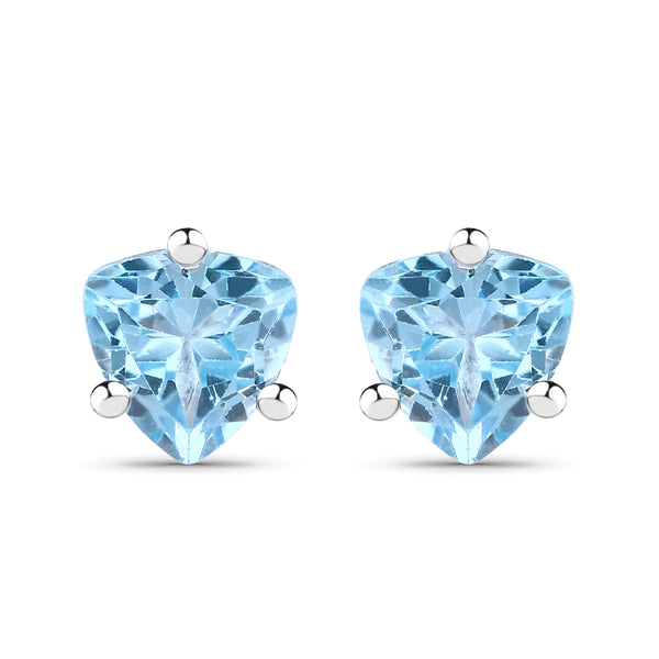 1.00 Carat Genuine Blue Topaz .925 Sterling Silver Earrings