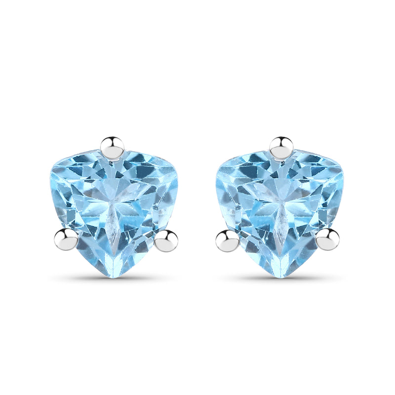 1.00 Carat Genuine Blue Topaz .925 Sterling Silver Earrings