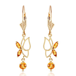 0.8 Carat 14K Solid Yellow Gold Flutter Fly Citrine Earrings
