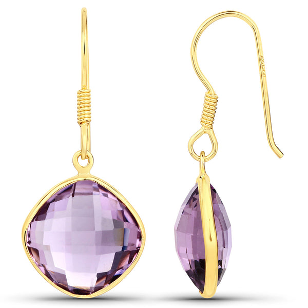 11.86 Carat Genuine Amethyst .925 Sterling Silver Earrings