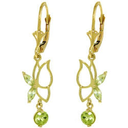 0.8 Carat 14K Solid Yellow Gold Flutter Fly Peridot Earrings