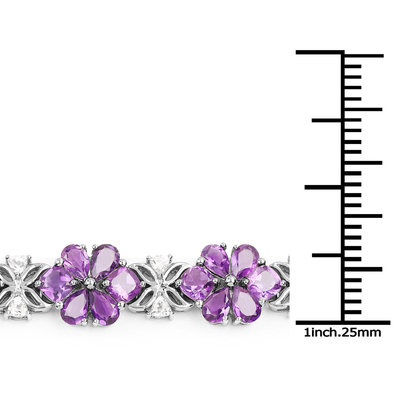 26.10 Carat Genuine Amethyst & White Topaz .925 Sterling Silver Bracelet