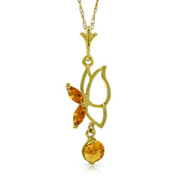 0.4 Carat 14K Solid Yellow Gold Flutter Fly Citrine Necklace