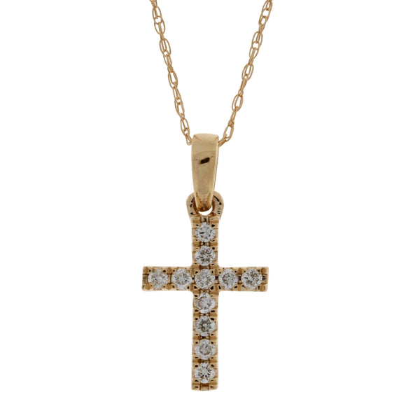.11ct Diamond Cross Religious Pendant 14KT Rose Gold