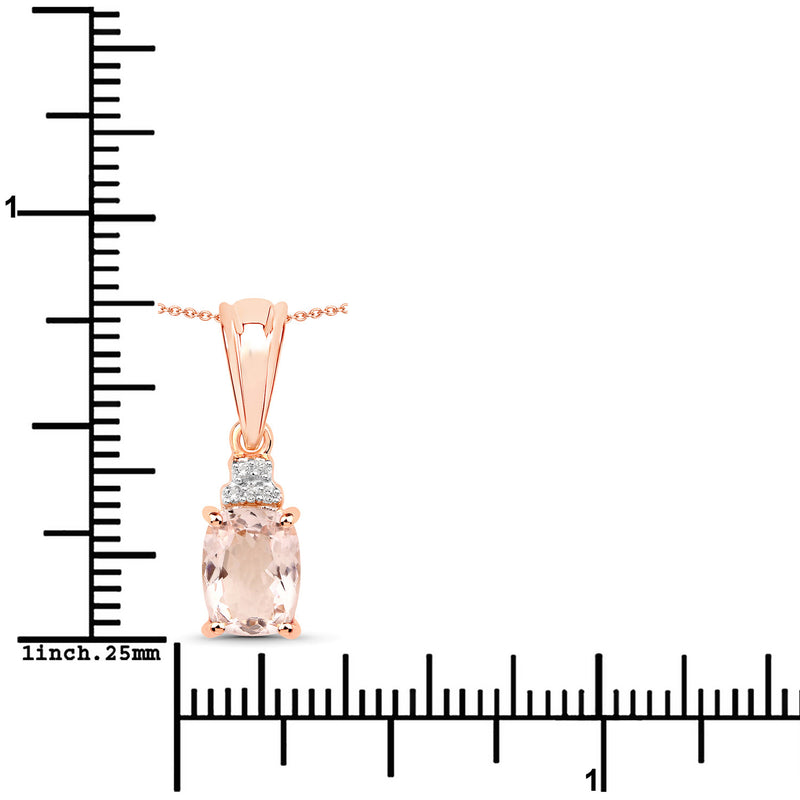 1.12 Carat Genuine Morganite and White Topaz .925 Sterling Silver Pendant