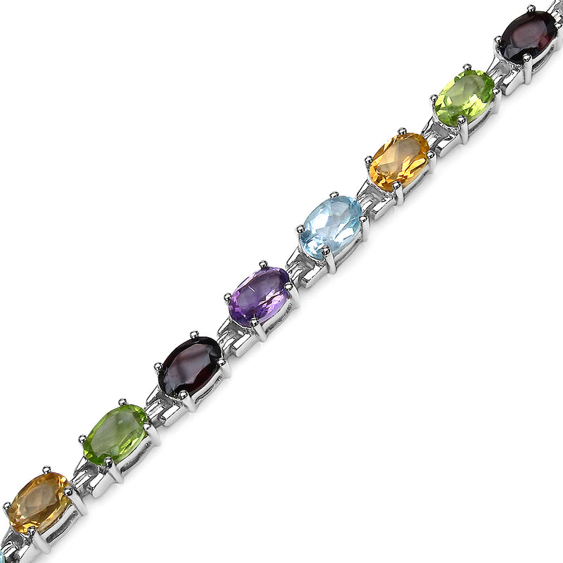 9.37 Carat Genuine Multi Stones .925 Sterling Silver Bracelet