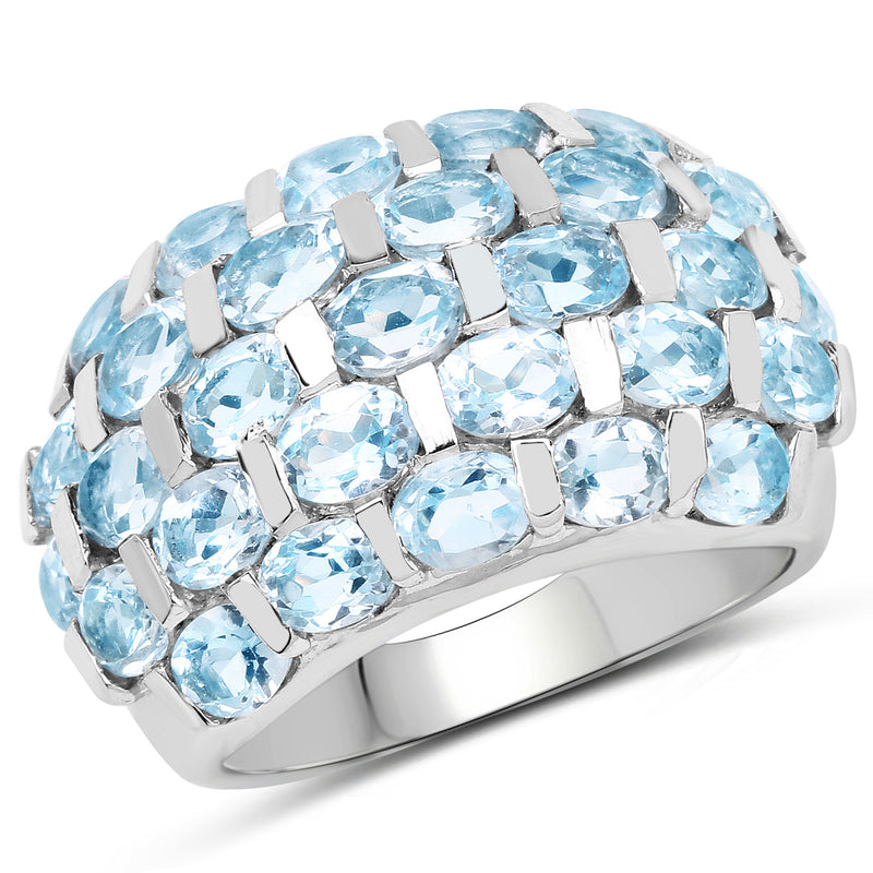 5.51 Carat Genuine Blue Topaz .925 Sterling Silver Ring