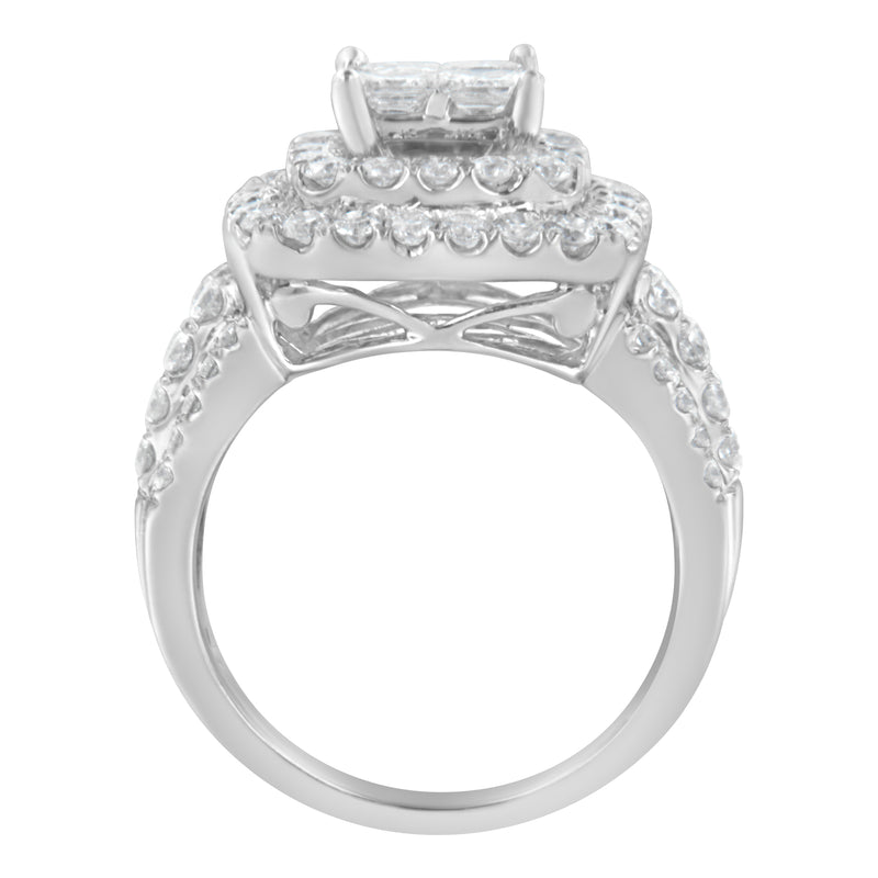 14KT White Gold Round and Princess Diamond Ring (2 1/4 cttw, H-I Color, SI1-SI2 Clarity)