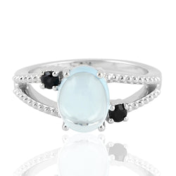 Blue Topaz Stone Ring Studded Spinel 925 Sterling Silver Jewelry Size