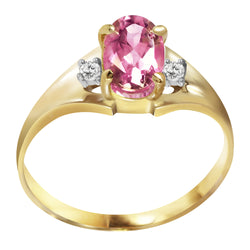 0.76 Carat 14K Solid Yellow Gold Dreams Don't Recede Pink Topaz Diamond Ring