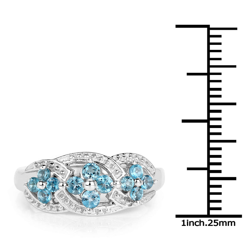 0.66 Carat Genuine London Blue Topaz .925 Sterling Silver Ring