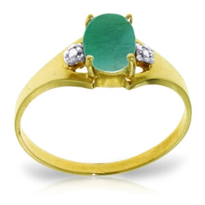 1.26 Carat 14K Solid Yellow Gold Ultrapolished Emerald Diamond Ring