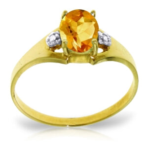 0.76 Carat 14K Solid Yellow Gold Possessed Glee Citrine Diamond Ring