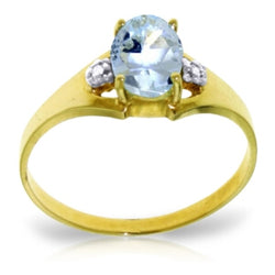 0.76 Carat 14K Solid Yellow Gold Permitted To Love Aquamarine Diamond Ring