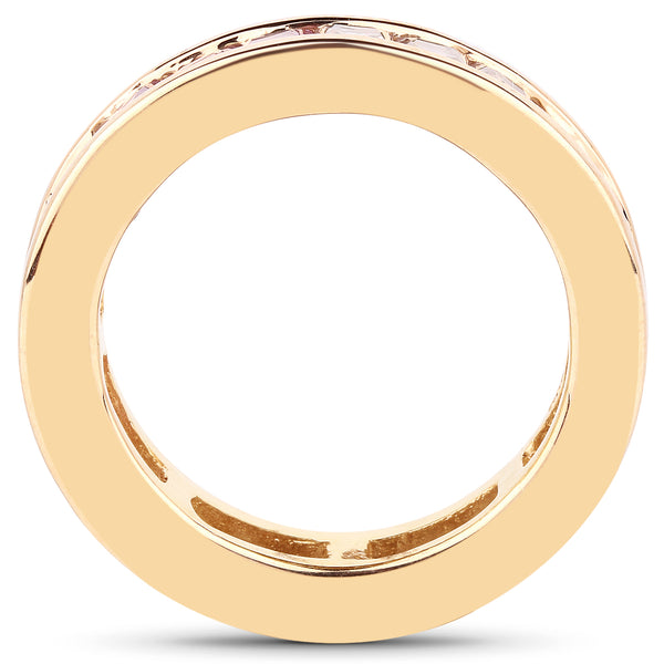 14K Yellow Gold Plated 4.32 Carat Genuine Multi Sapphire .925 Sterling Silver Ring