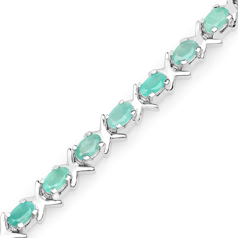 5.00 Carat Genuine Emerald .925 Sterling Silver Bracelet