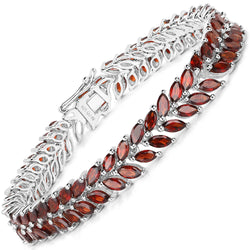 18.40 Carat Genuine Garnet .925 Sterling Silver Bracelet