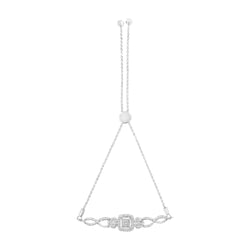 Sterling Silver Diamond Double Heart Bolo Bracelet (0.1 cttw, H-I Color, I2-I3 Clarity)