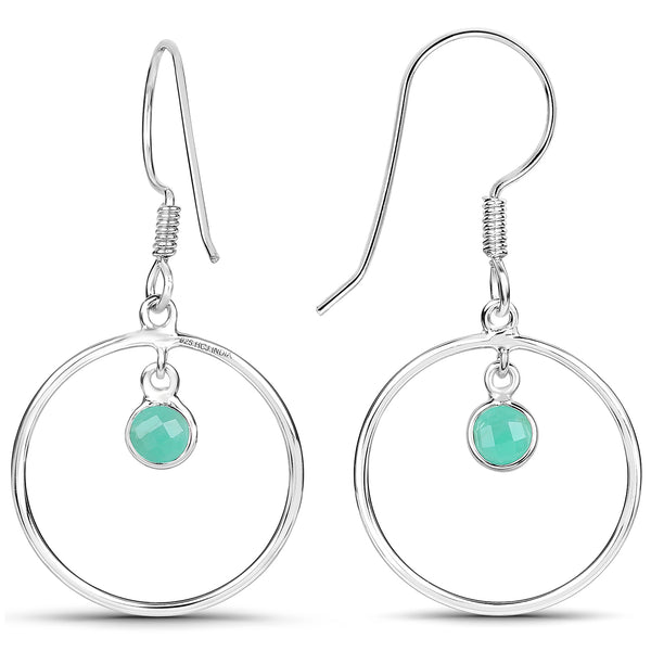 0.48 Carat Genuine Emerald .925 Sterling Silver Earrings