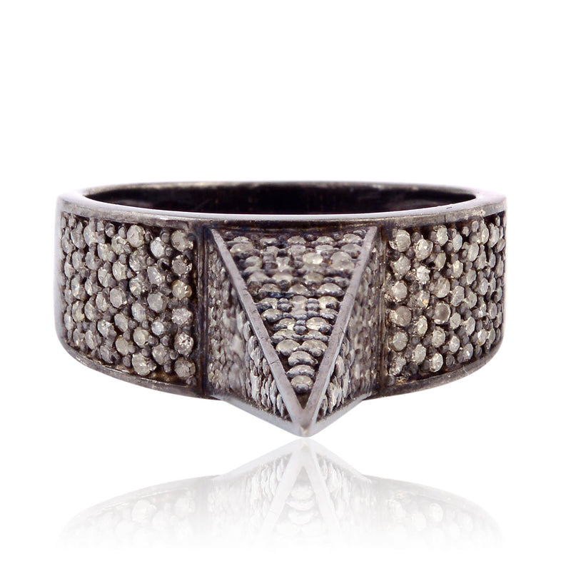 Designer Ring Pave Diamond 925 Sterling Silver Women Jewelry