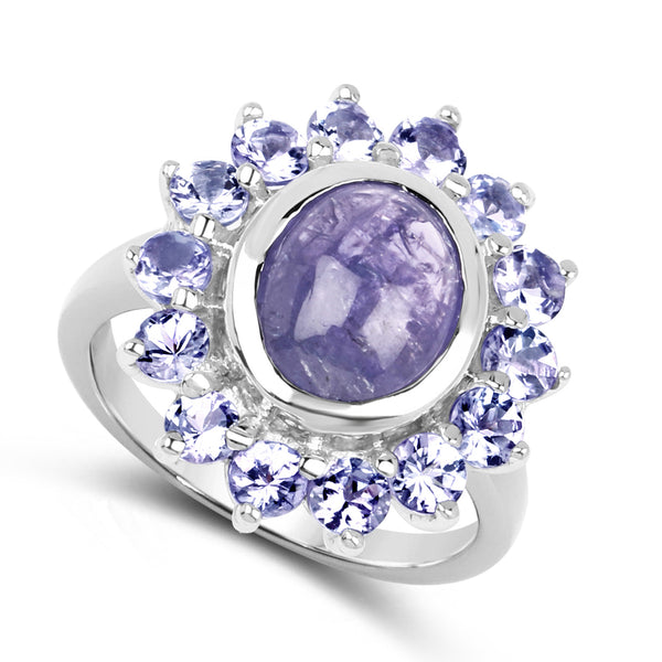 3.76 Carat Genuine Tanzanite .925 Sterling Silver Ring