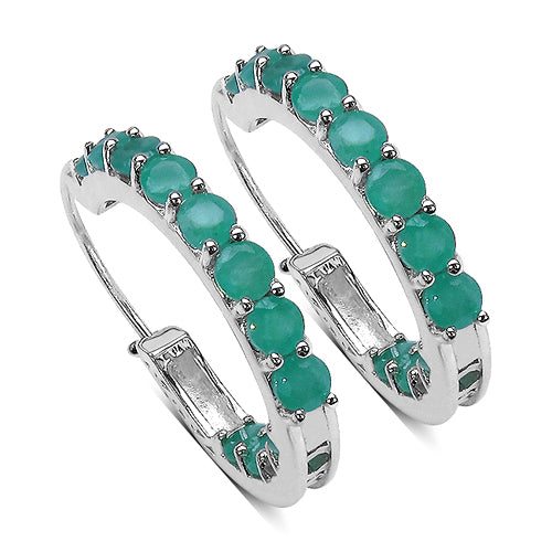 3.60 Carat Genuine Emerald Sterling Silver Earrings