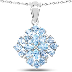 3.80 Carat Genuine Blue Topaz .925 Sterling Silver Pendant