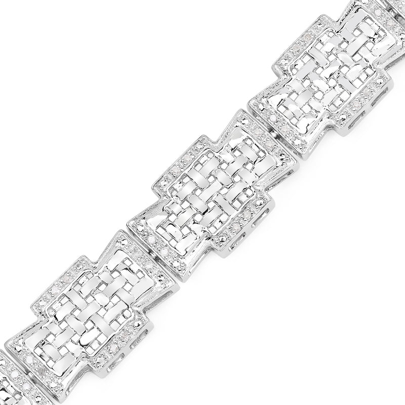 0.48 Carat Genuine White Diamond .925 Sterling Silver Bracelet