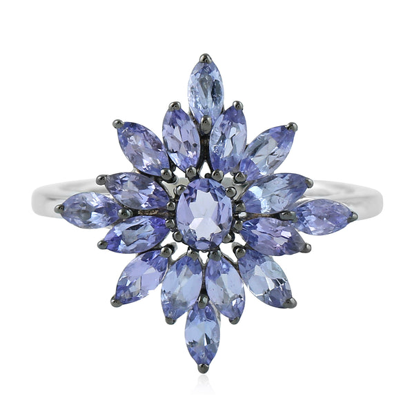 Marquise Cut Tanzanite Cluster Ring 925 Sterling Silver Jewelry