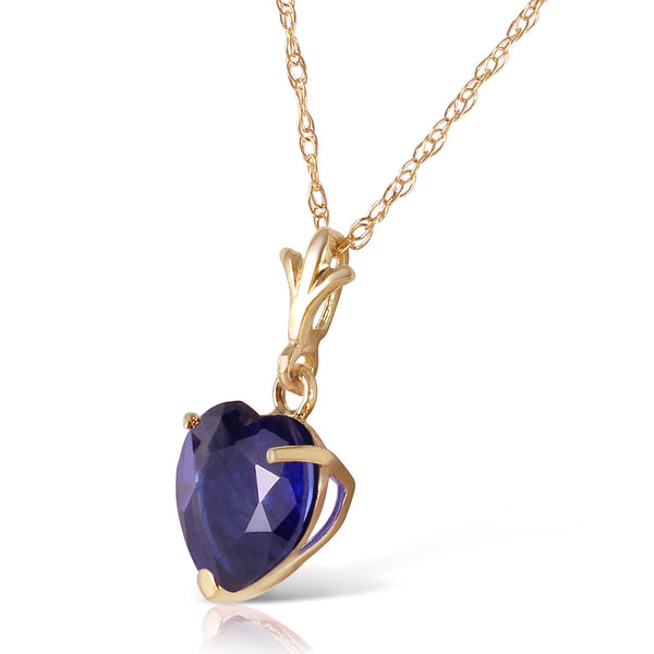 1.55 Carat 14K Solid Yellow Gold Necklace Natural Heart Sapphire