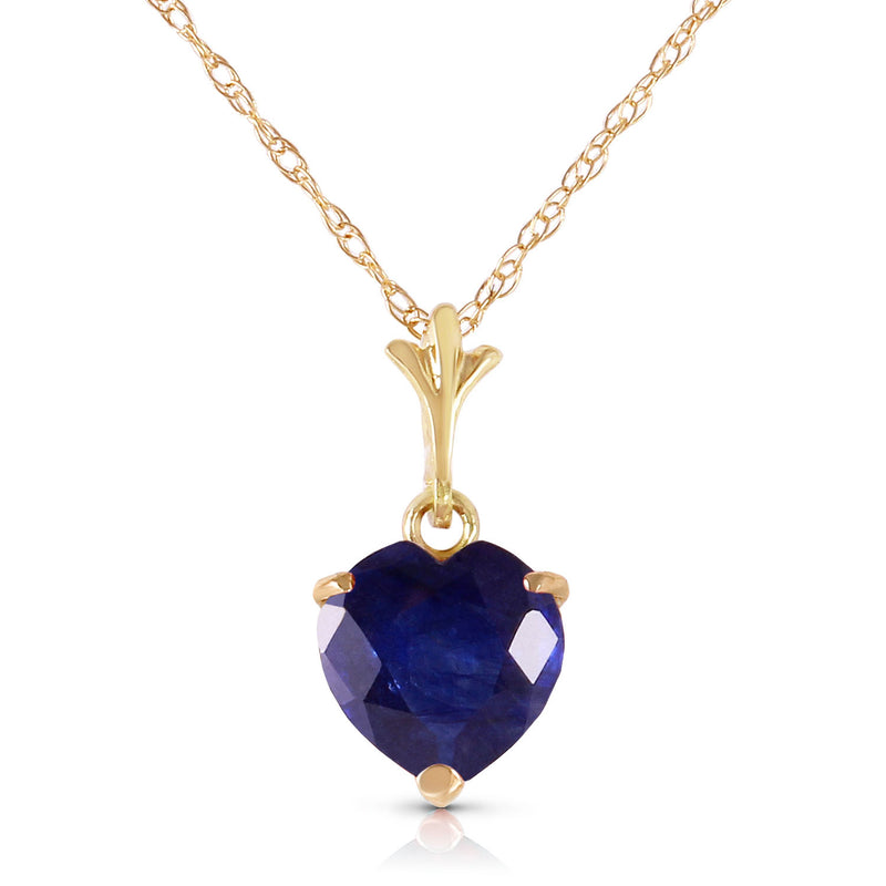 1.55 Carat 14K Solid Yellow Gold Necklace Natural Heart Sapphire